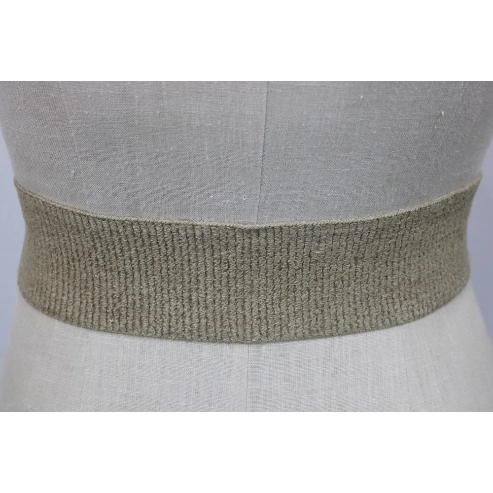 Vintage 90s First Issue USA Wide Stretch Belt Size M Brown Raffia Buckle Boho